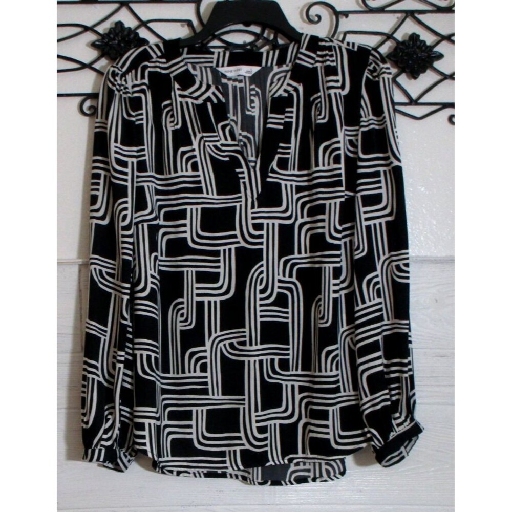 Nine West Women's Top Size L Long Sleeve Multicolored V Neck